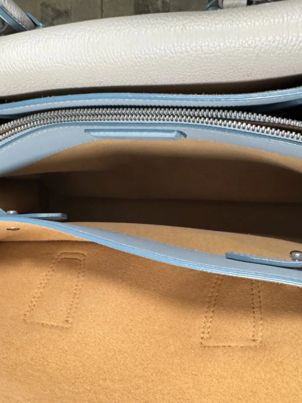Mcm Blue Leather Medium Milla Tote
